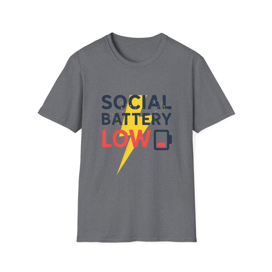 Social Battery Low T-Shirt — Funny Introvert Graphic Tee - Creations by Chris and Carlos