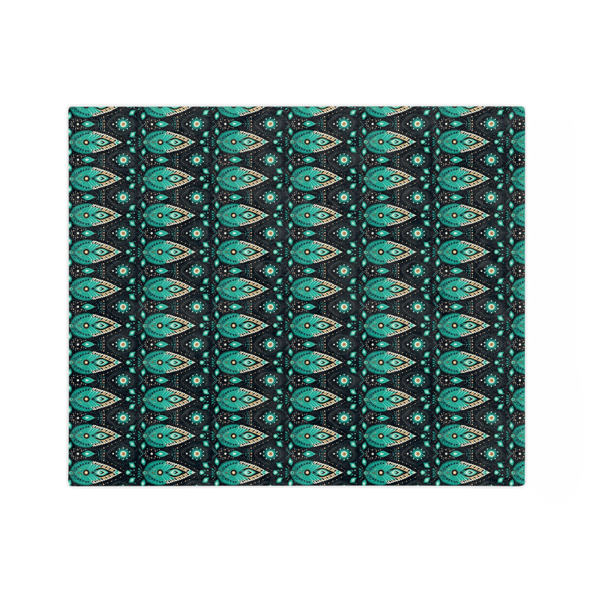 Sol y Alegría (Sun and Joy) Collection-Teal Paisley Velveteen Microfiber Blanket Soft Boho Throw for Bedroom & Travel - Creations by Chris and Carlos