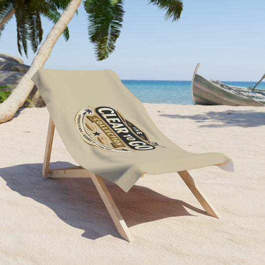 Clear To Go Collection Beach Towel – Vintage Travel Logo - Creations by Chris and Carlos