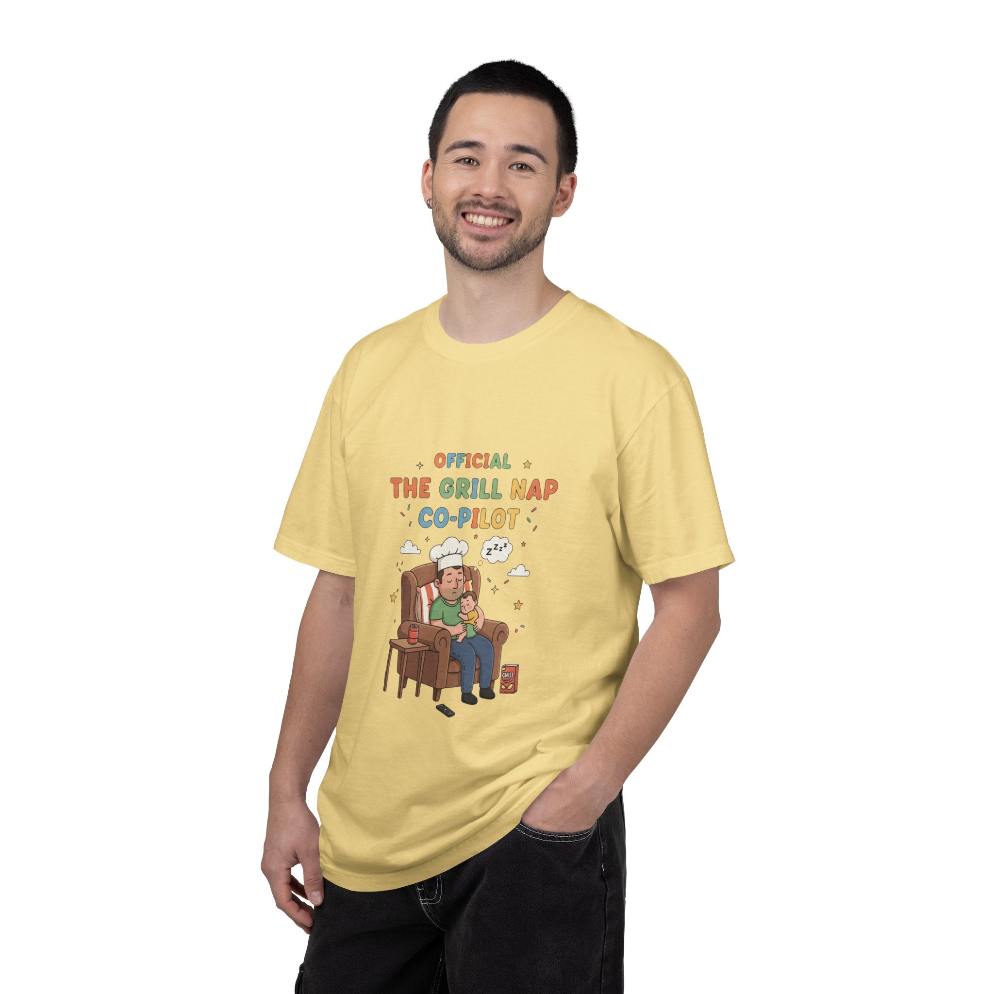 T-Shirt — "Official Grill Nap Co Pilot" Funny Retro Graphic Tee - Creations by Chris and Carlos