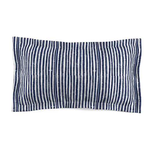 The Artisanal Flora Gallery Navy Stripe Microfiber Pillow Sham — Coastal Nautical Accent for Bedroom or Living Room - Creations by Chris and Carlos