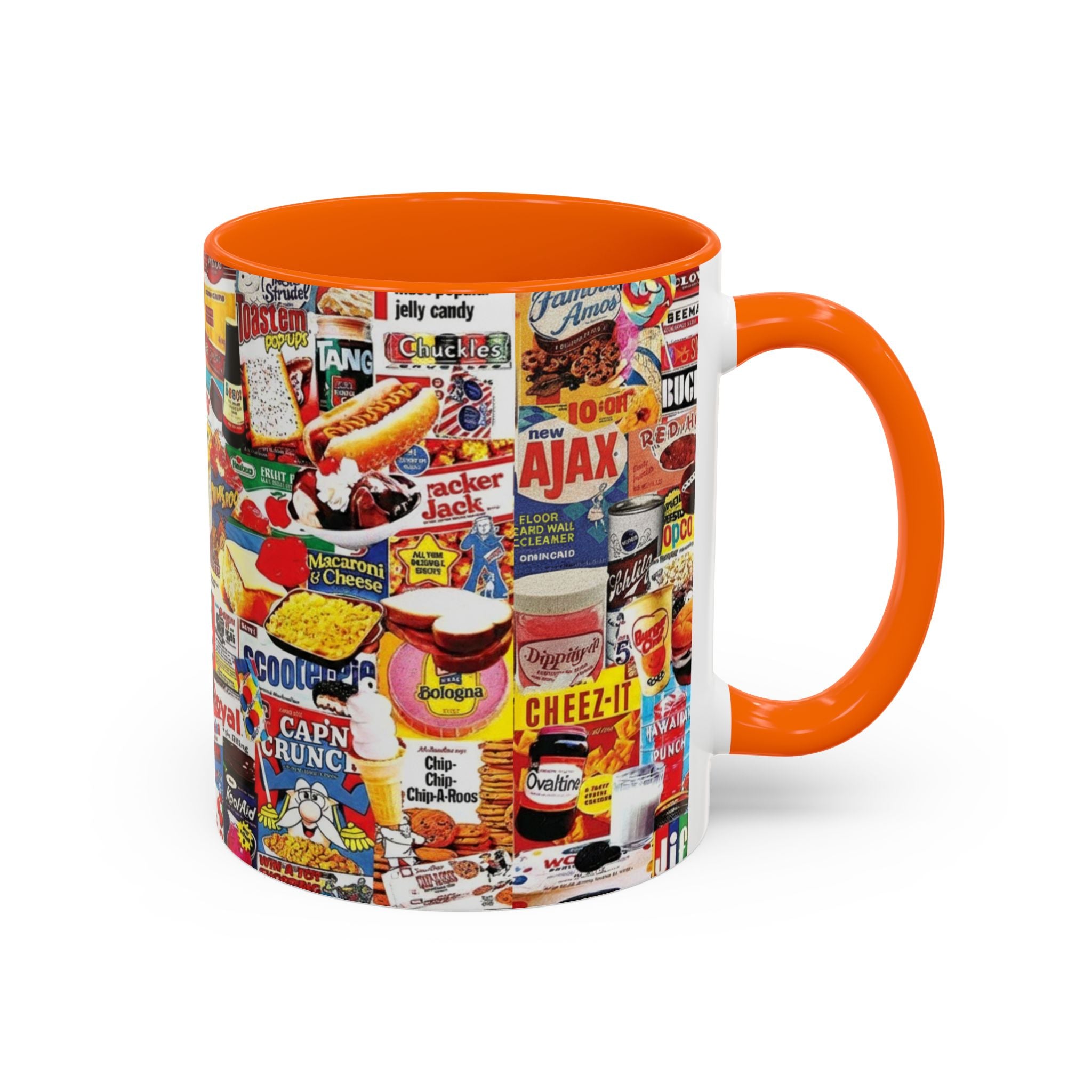 Retro Snack Collage Mug — Vintage Candy & Cereal Packaging Accent Coffee Mug - Creations by Chris and Carlos