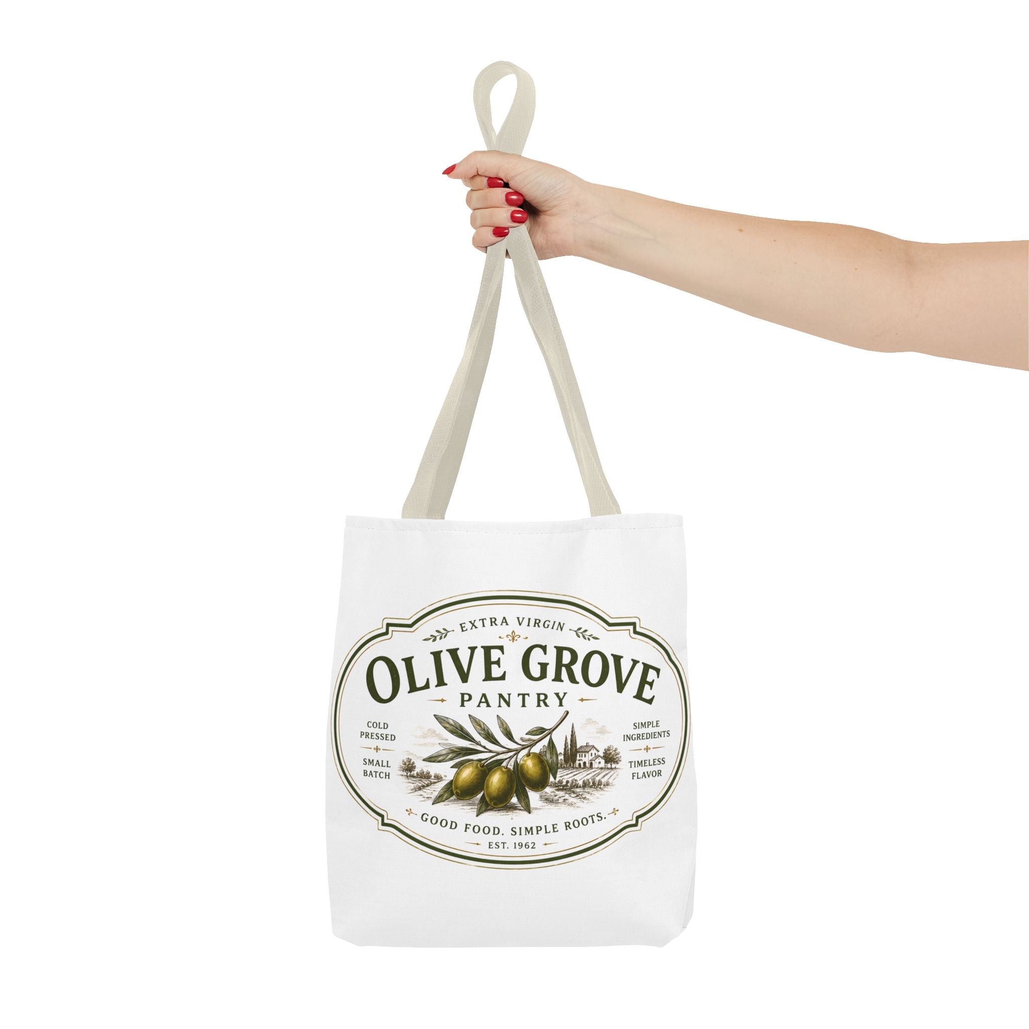 Olive Grove Pantry Tote Bag — Vintage Olive Oil Market Grocery Tote - Creations by Chris and Carlos