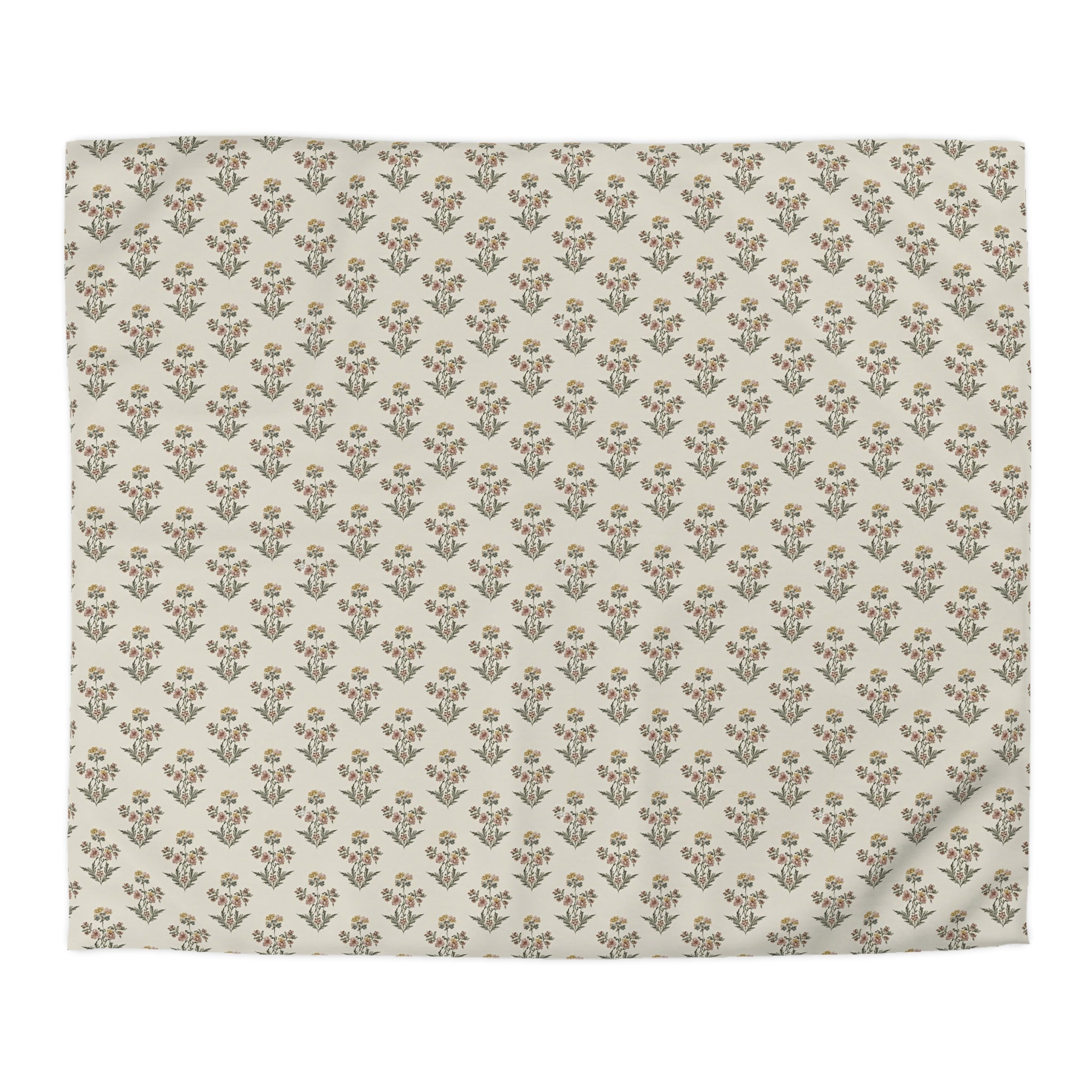 Neutral Floral Pattern Microfiber Duvet Cover — Minimal Boho Bedding - Creations by Chris and Carlos