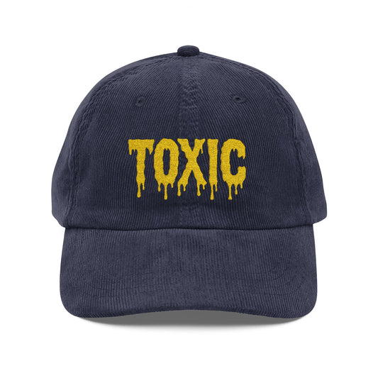 Vintage Corduroy Cap — Embroidered "TOXIC" Drip Graphic - Creations by Chris and Carlos