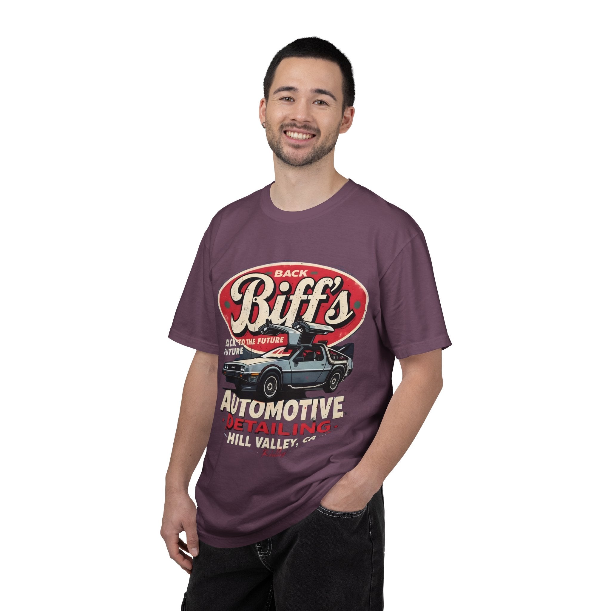Biff's Automotive Detailing T-Shirt — Back to the Future DeLorean Graphic - Creations by Chris and Carlos