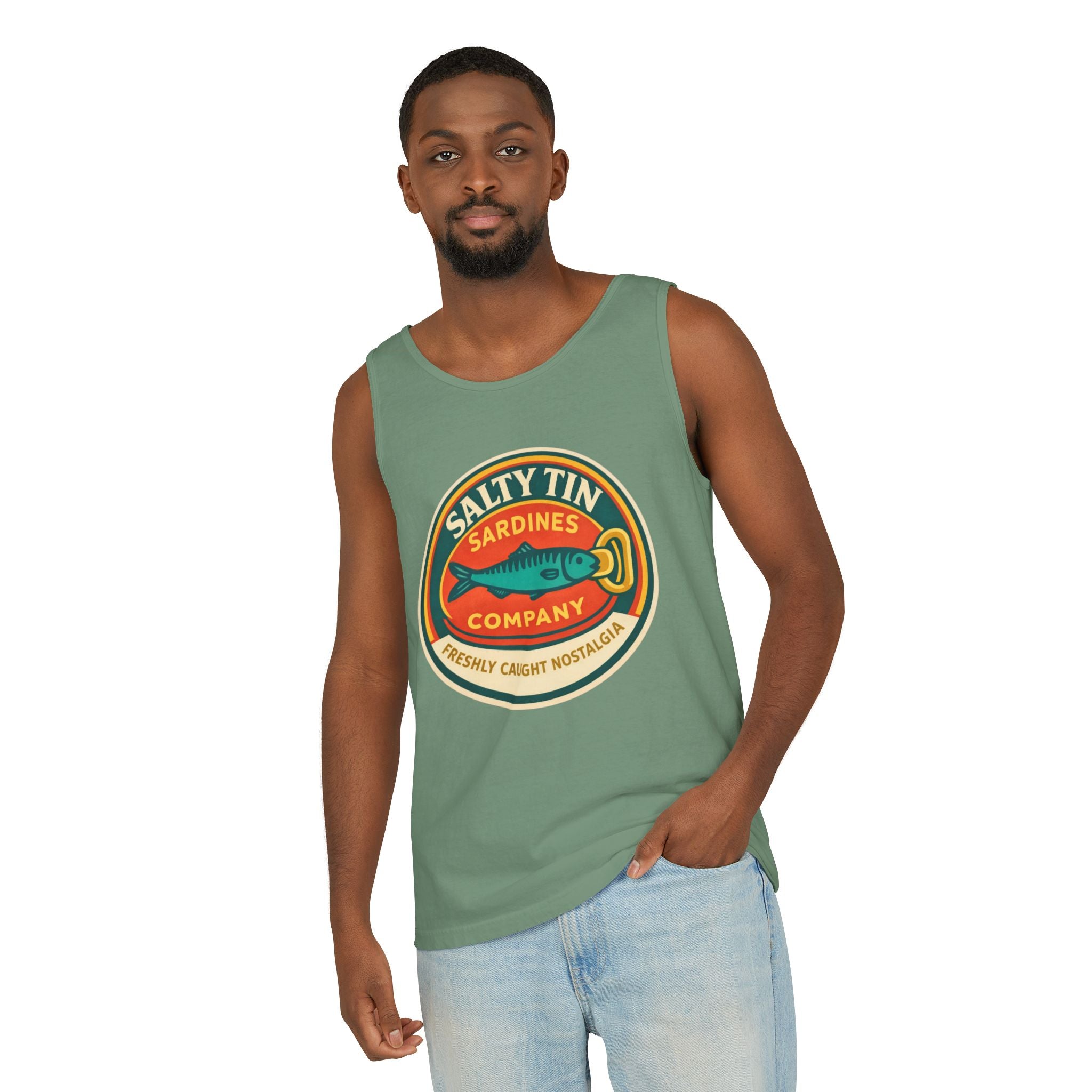 Salty Tin Sardines Vintage Logo Tank Top - Creations by Chris and Carlos
