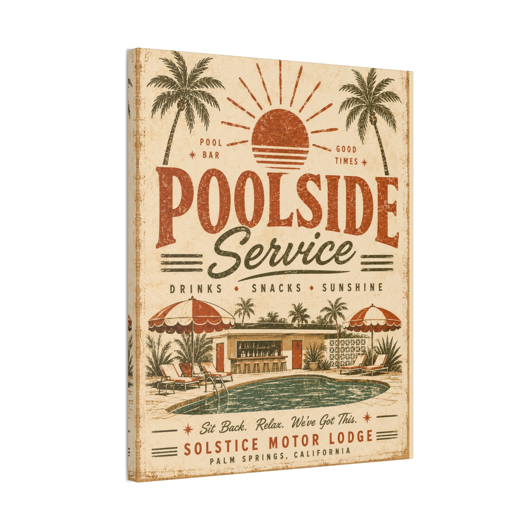 Poolside Service Vintage Canvas Wall Art - Retro Palm Springs Pool Poster - Creations by Chris and Carlos