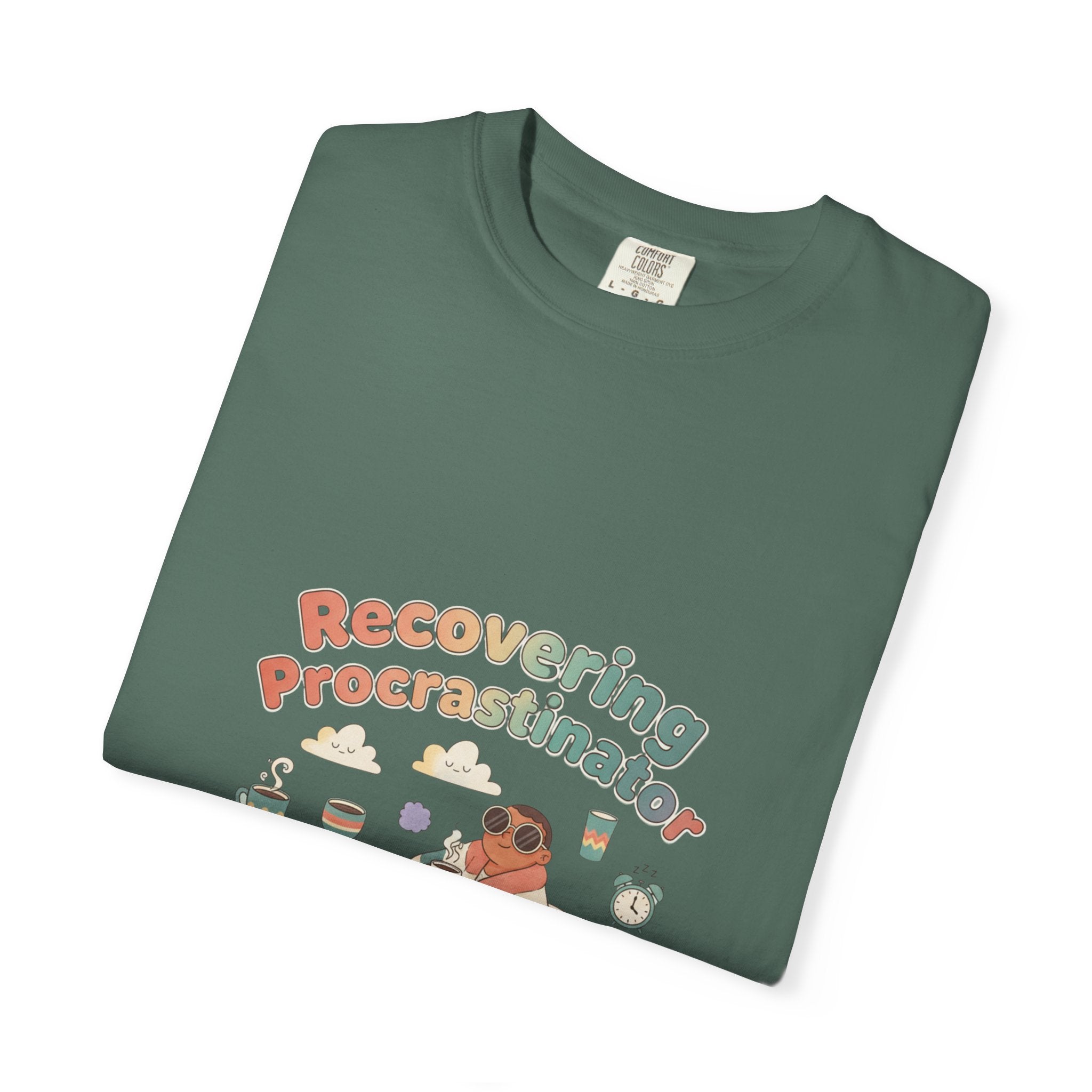 T-Shirt — "Recovering Procrastinator" Funny Retro Graphic Tee - Creations by Chris and Carlos