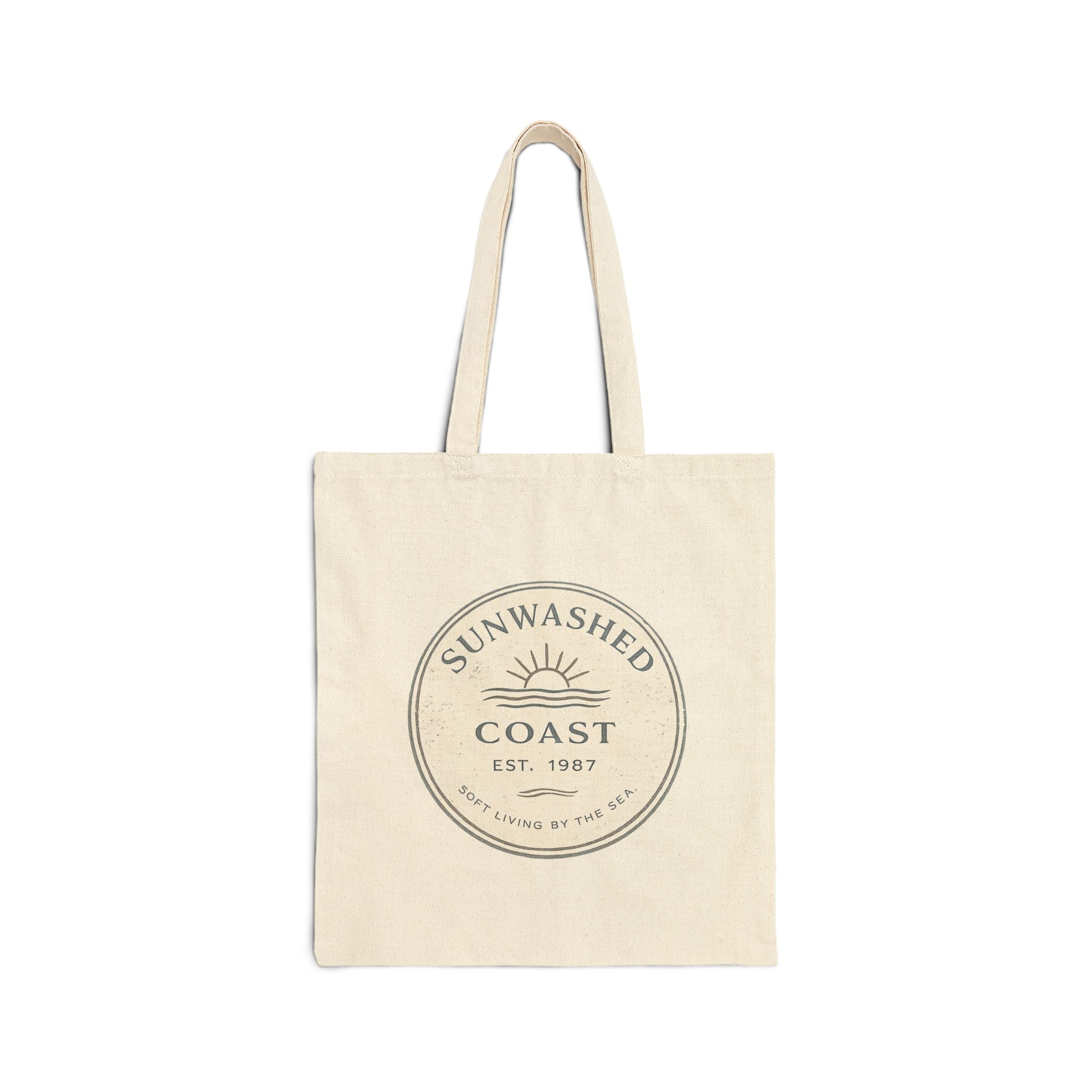 Coastal Sunwashed Tote Bag — "Sunwashed Coast" Canvas Market Tote - Creations by Chris and Carlos
