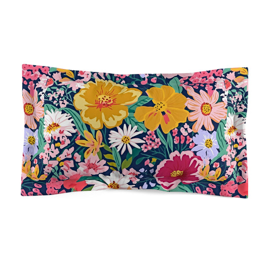 The Artisanal Flora Gallery Floral Meadow Pillow Sham — Colorful Garden Flower Decorative Sham - Creations by Chris and Carlos