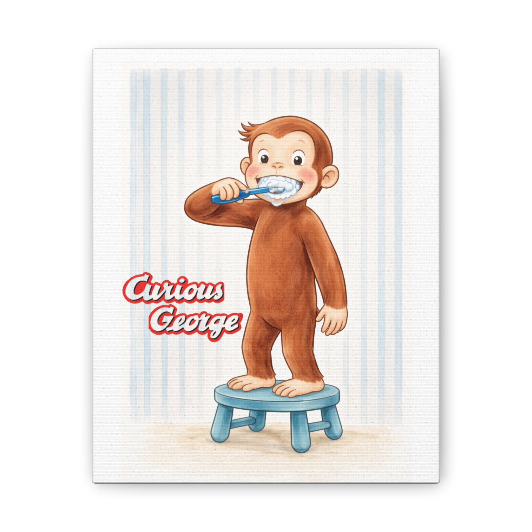 Curious George Canvas Wall Art - Kids Nursery Brushing Teeth Print - Creations by Chris and Carlos