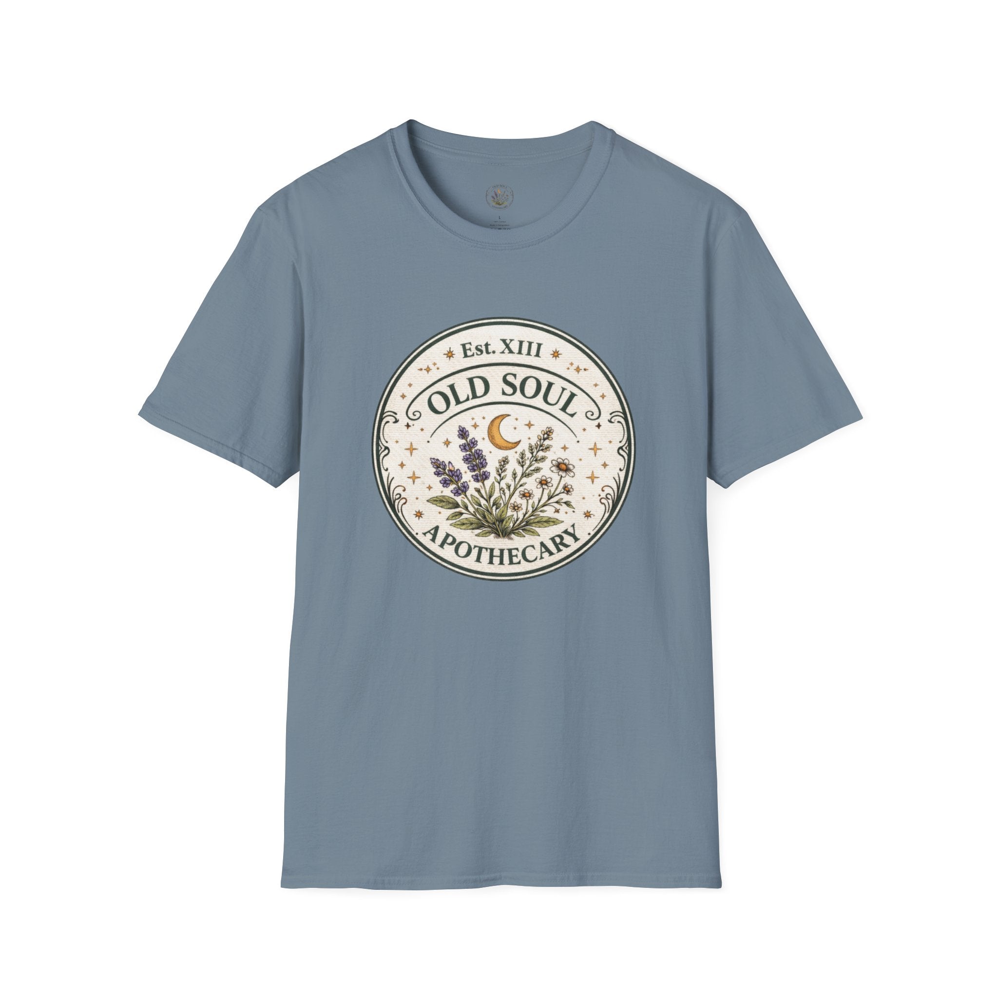 Old Soul Apothecary T-Shirt – Vintage Herbal Moon Graphic Tee - Creations by Chris and Carlos