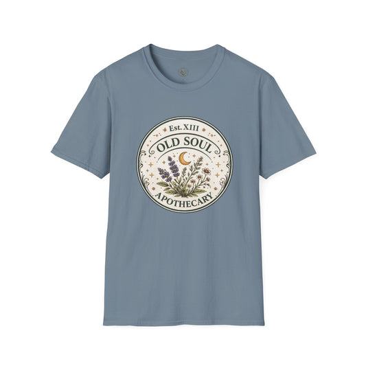 Old Soul Apothecary T-Shirt – Vintage Herbal Moon Graphic Tee - Creations by Chris and Carlos