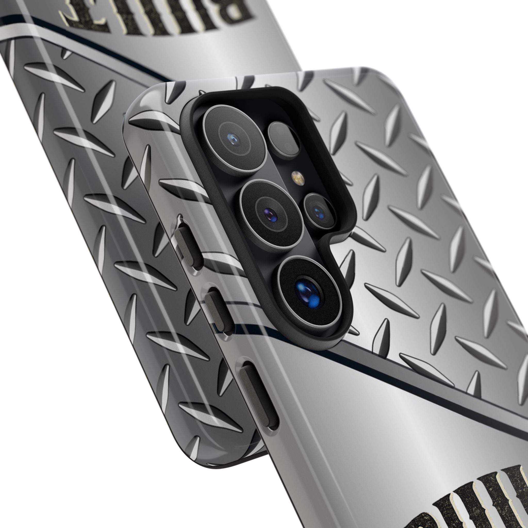 Built Not Bought Metal Diamond-Plate Phone Case — Rugged Tool Lover Gift - Creations by Chris and Carlos