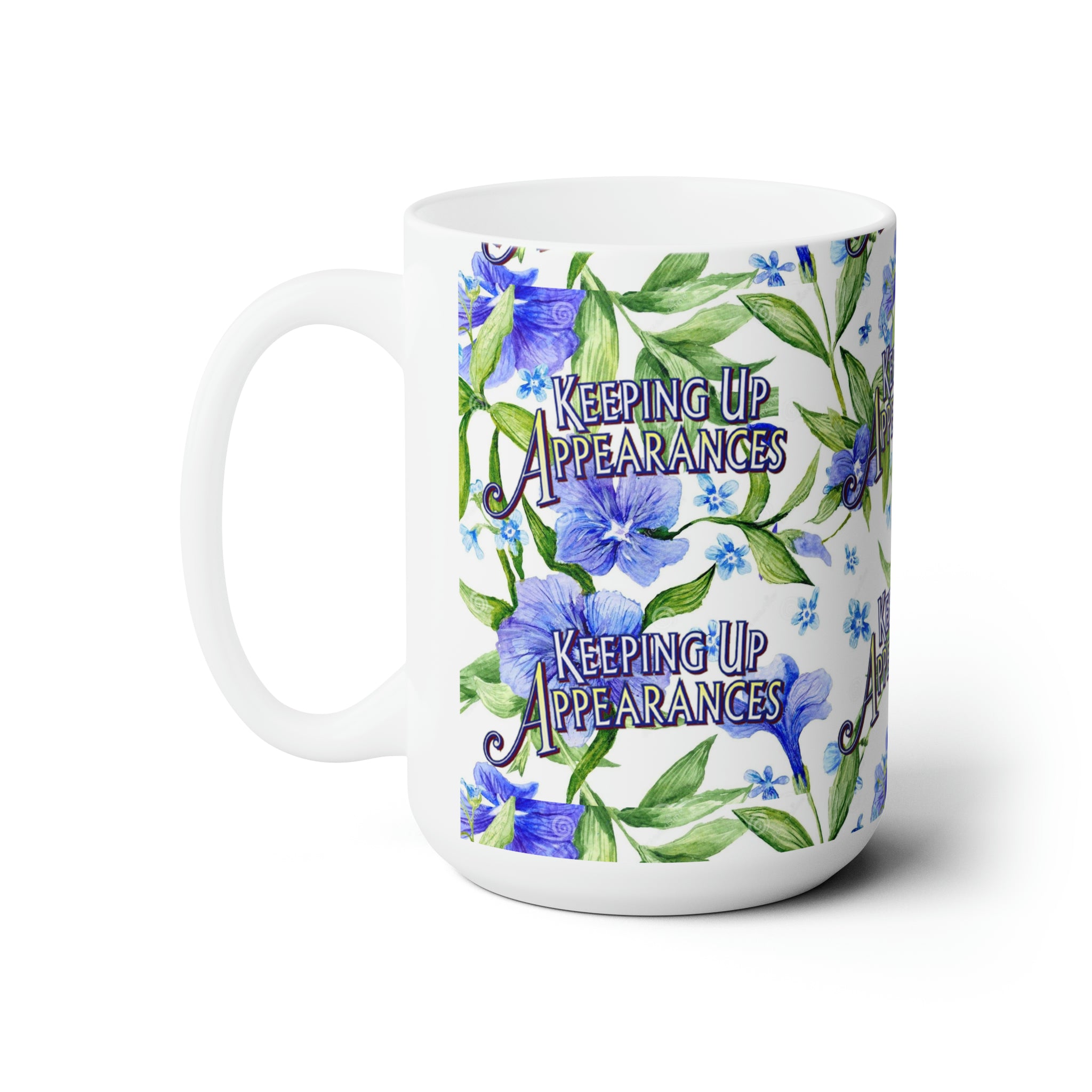 Keeping up Appearances Purple Perry Winkles- White Ceramic Mug - Creations by Chris and Carlos