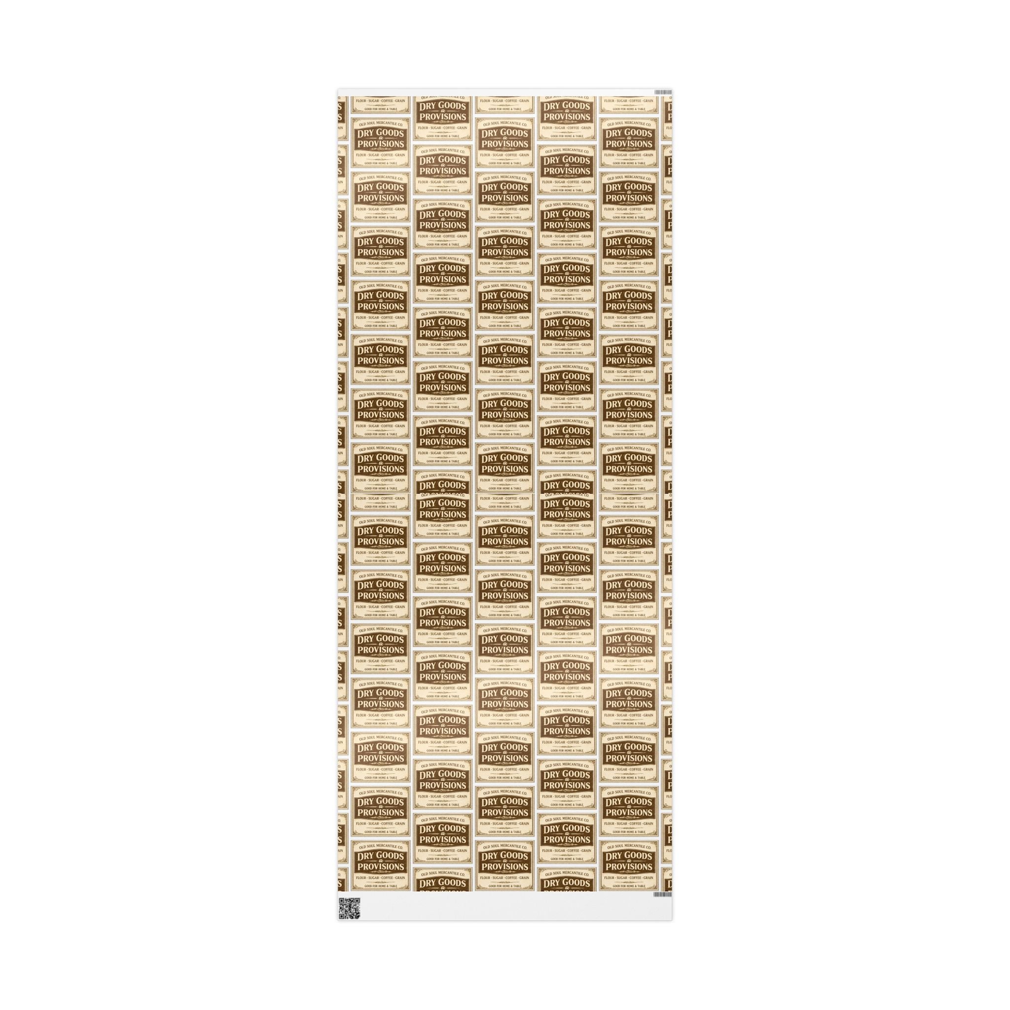 Wrapping Paper Roll — Vintage Pantry Labels Pattern, Brown & Cream Gift Wrap for Foodies & Home Cooks - Creations by Chris and Carlos