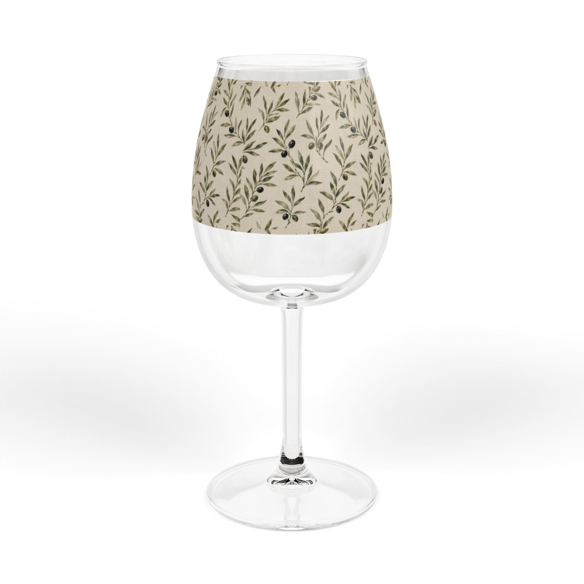 12oz Olive Branch Wine Glass - Botanical Stemware for Rustic Entertaining - Creations by Chris and Carlos