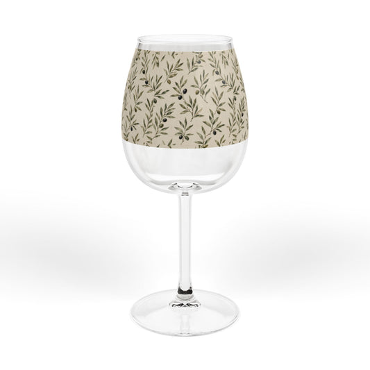 12oz Olive Branch Wine Glass - Botanical Stemware for Rustic Entertaining - Creations by Chris and Carlos