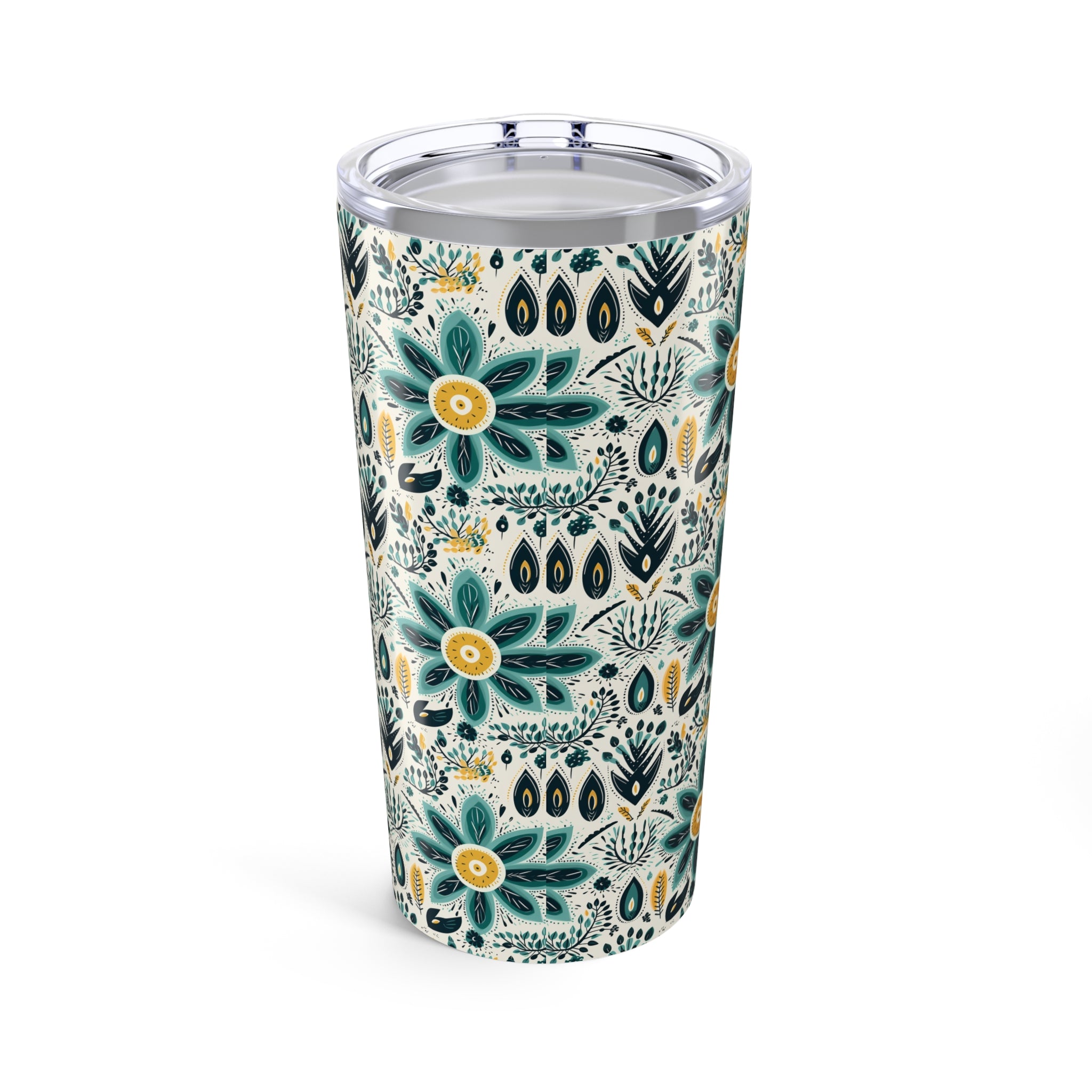 Sol y Alegría (Sun and Joy) Collection- Cactus Succulent Pattern Microfiber Blanket Soft Velveteen Throw for Home & Garden Lovers20oz Floral Tumbler – Teal & Mustard Boho Flower Travel Cup - Creations by Chris and Carlos