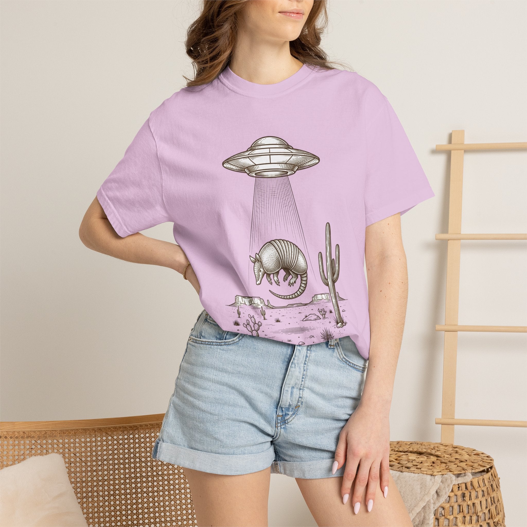 T-Shirt — Desert UFO Abduction Armadillo Graphic - Creations by Chris and Carlos