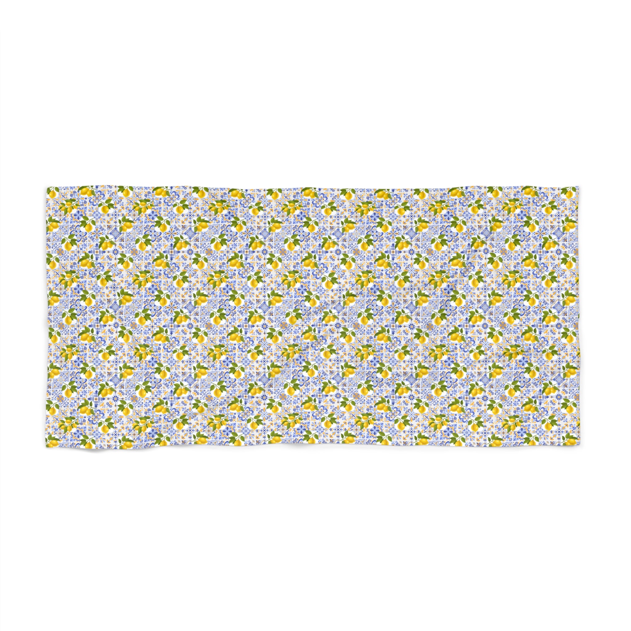 Lemon Daisy Beach Towel – Bright Floral Tropical Print - Creations by Chris and Carlos