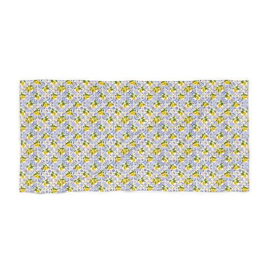 Lemon Daisy Beach Towel – Bright Floral Tropical Print - Creations by Chris and Carlos