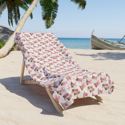 Seashell Pattern Beach Towel – Pink Shell Print Summer Towel - Creations by Chris and Carlos