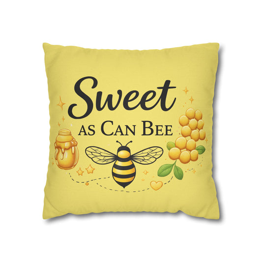 Honey Bee Decorative Pillowcase – Yellow Floral Bee Accent Cushion Cover - Creations by Chris and Carlos