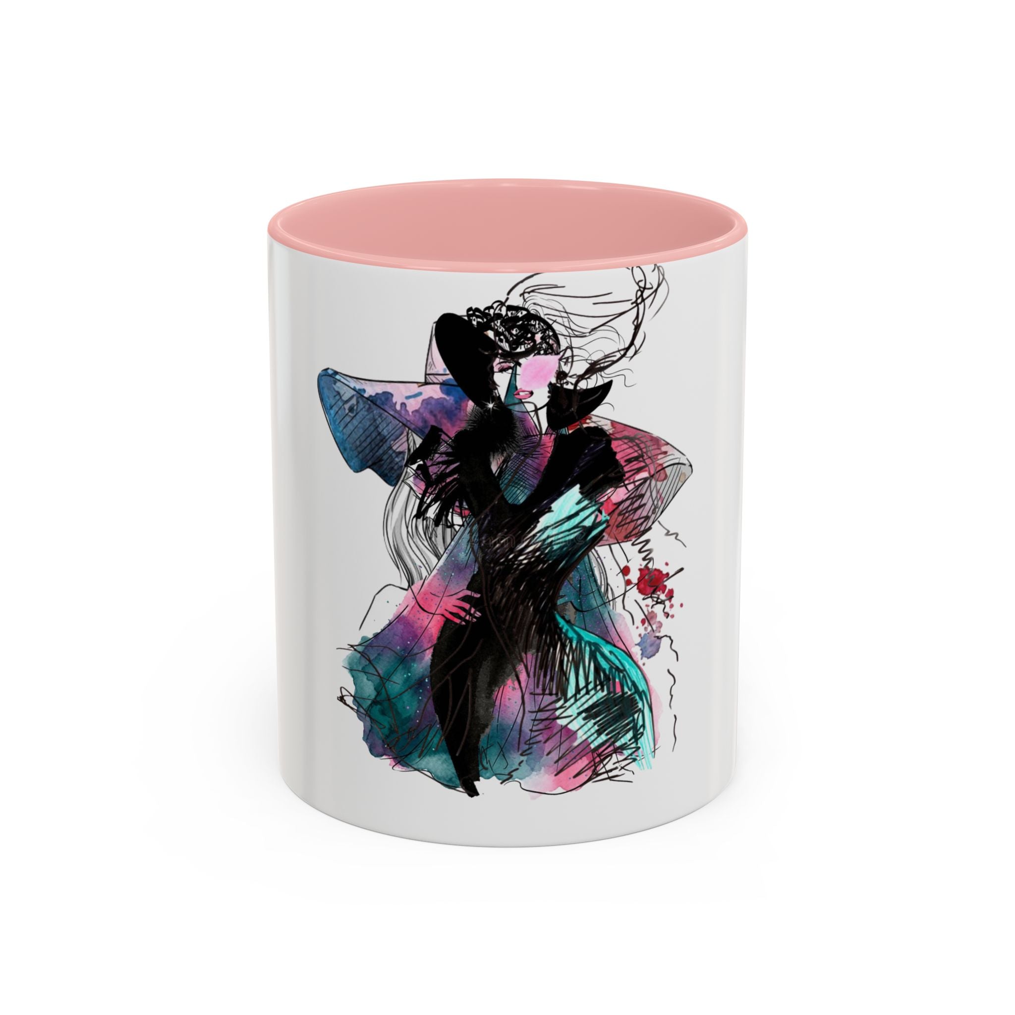 Abstract Floral Silhouette Accent Coffee Mug — Watercolor Woman Art (11/15oz) - Creations by Chris and Carlos