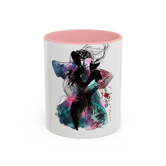 Abstract Floral Silhouette Accent Coffee Mug — Watercolor Woman Art (11/15oz) - Creations by Chris and Carlos