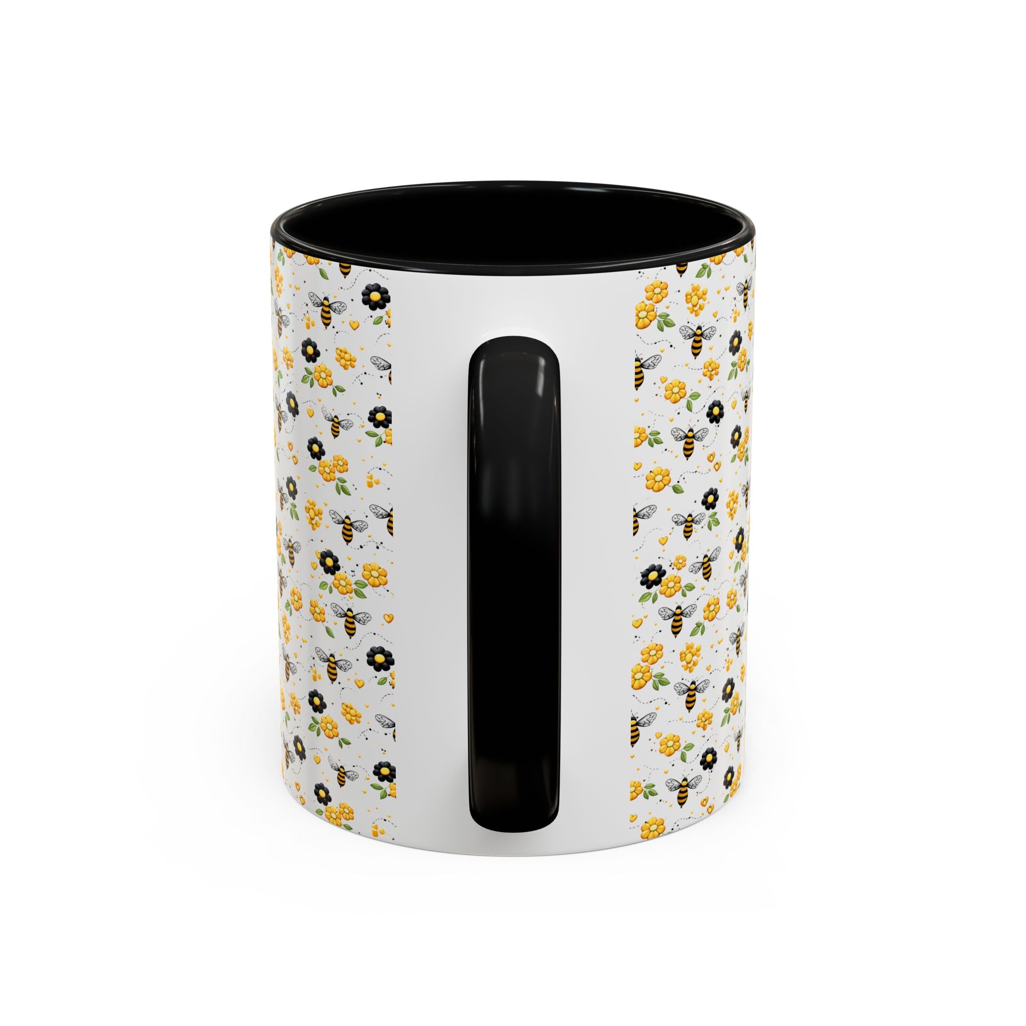 Bee & Yellow Floral Accent Coffee Mug – Cute Spring Floral Pattern (11/15oz) - Creations by Chris and Carlos