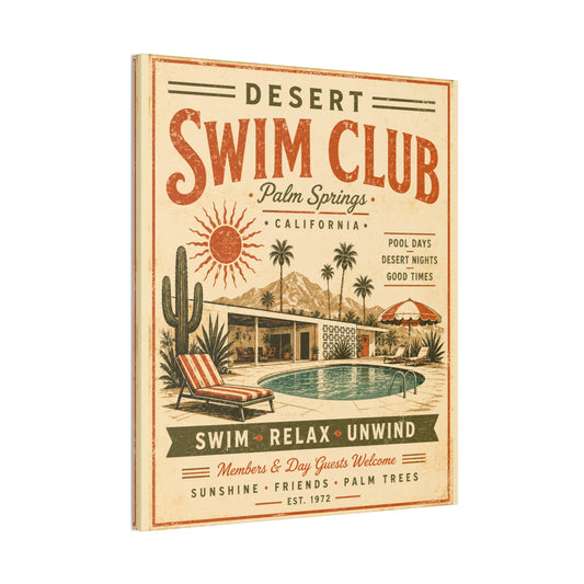 Desert Swim Club Palm Springs Canvas Wall Art — Retro Pool Vintage Poster - Creations by Chris and Carlos