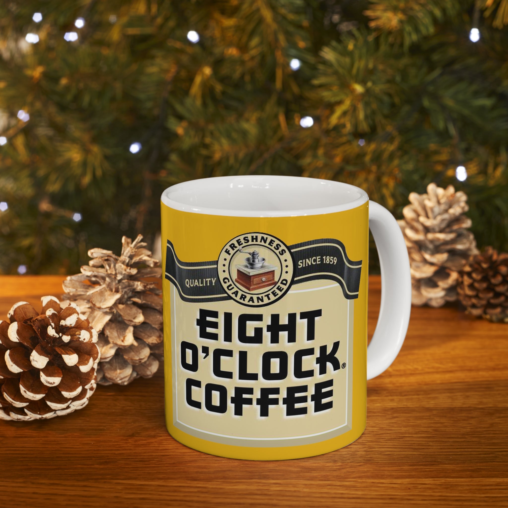 Eight O'Clock Coffee- White Ceramic Mug - Creations by Chris and Carlos