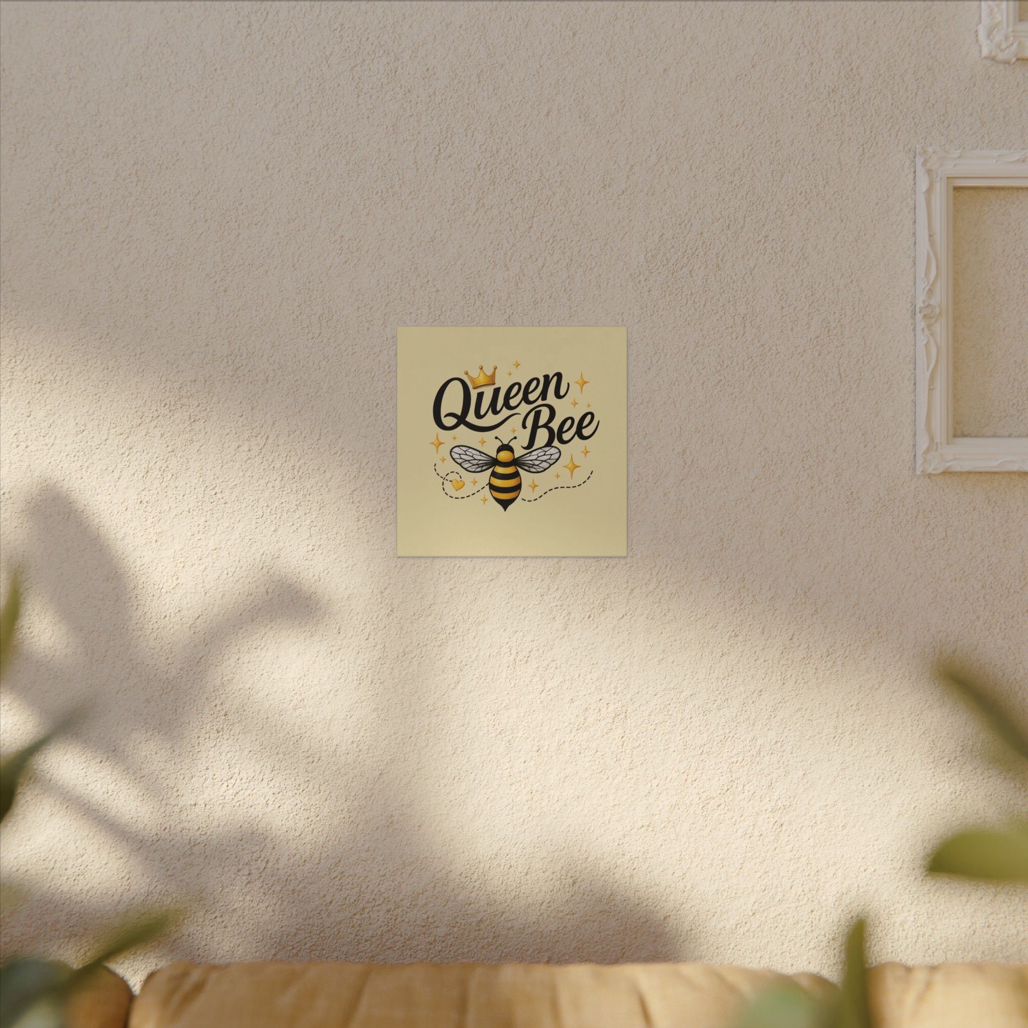 Queen Bee Canvas Wall Art — Yellow Bee Crown Typography Print - Creations by Chris and Carlos