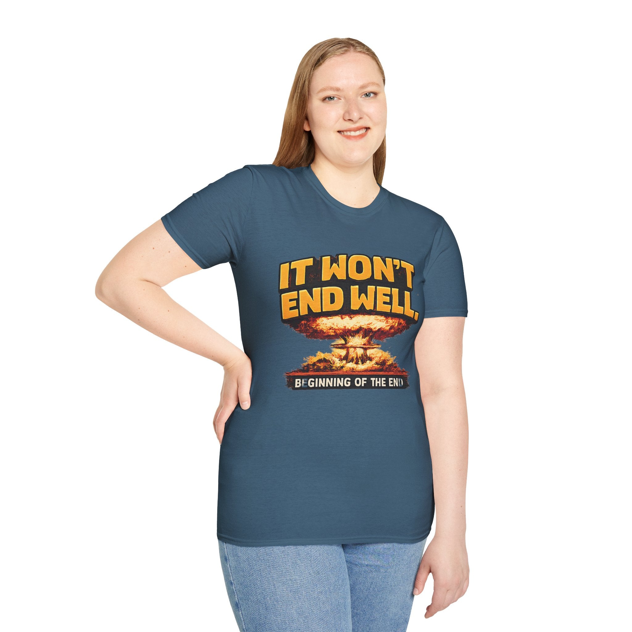 Apocalyptic Graphic T-Shirt — "It Won't End Well" Mushroom Cloud Design - Creations by Chris and Carlos