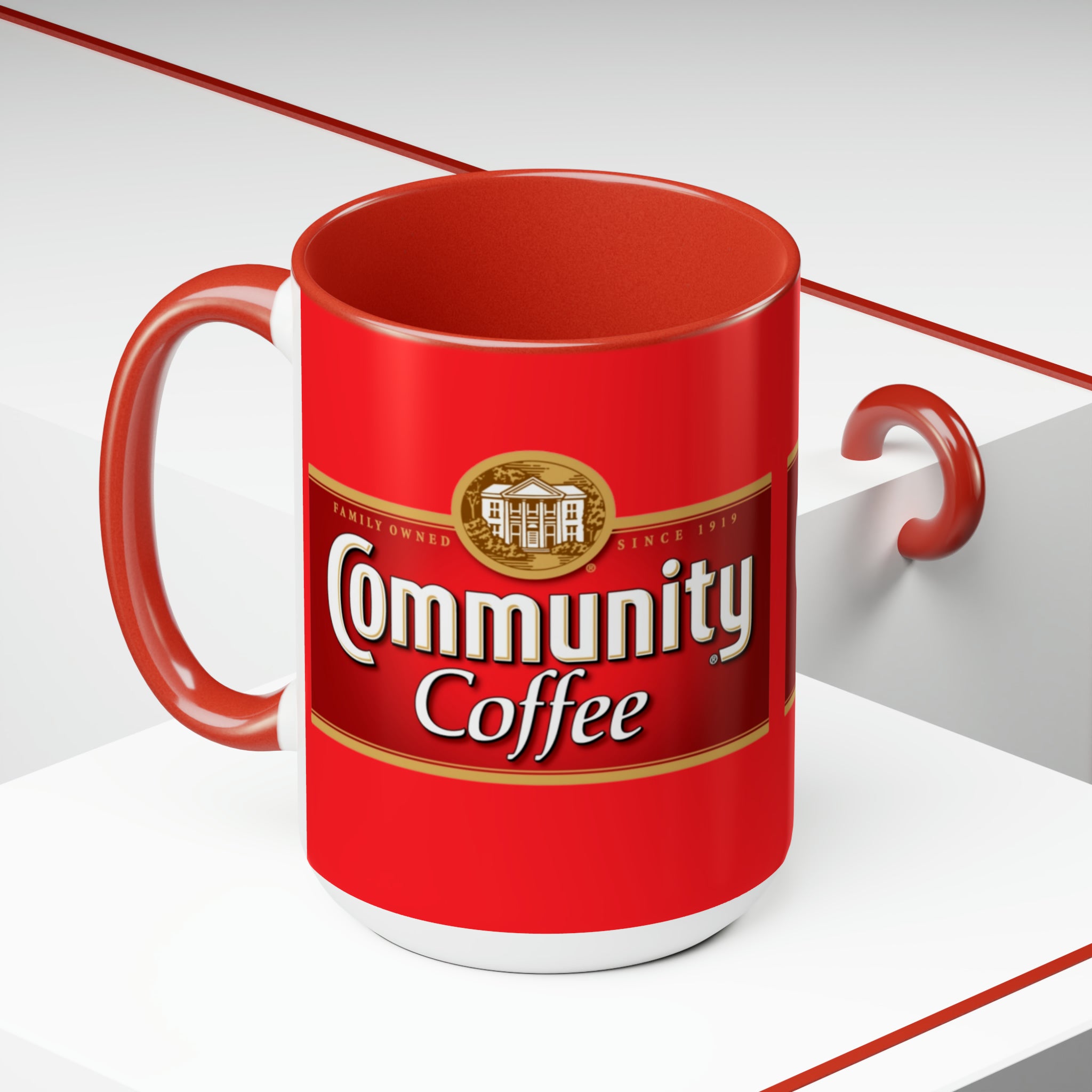 Community Coffee- jcWhite Ceramic Mug - Creations by Chris and Carlos