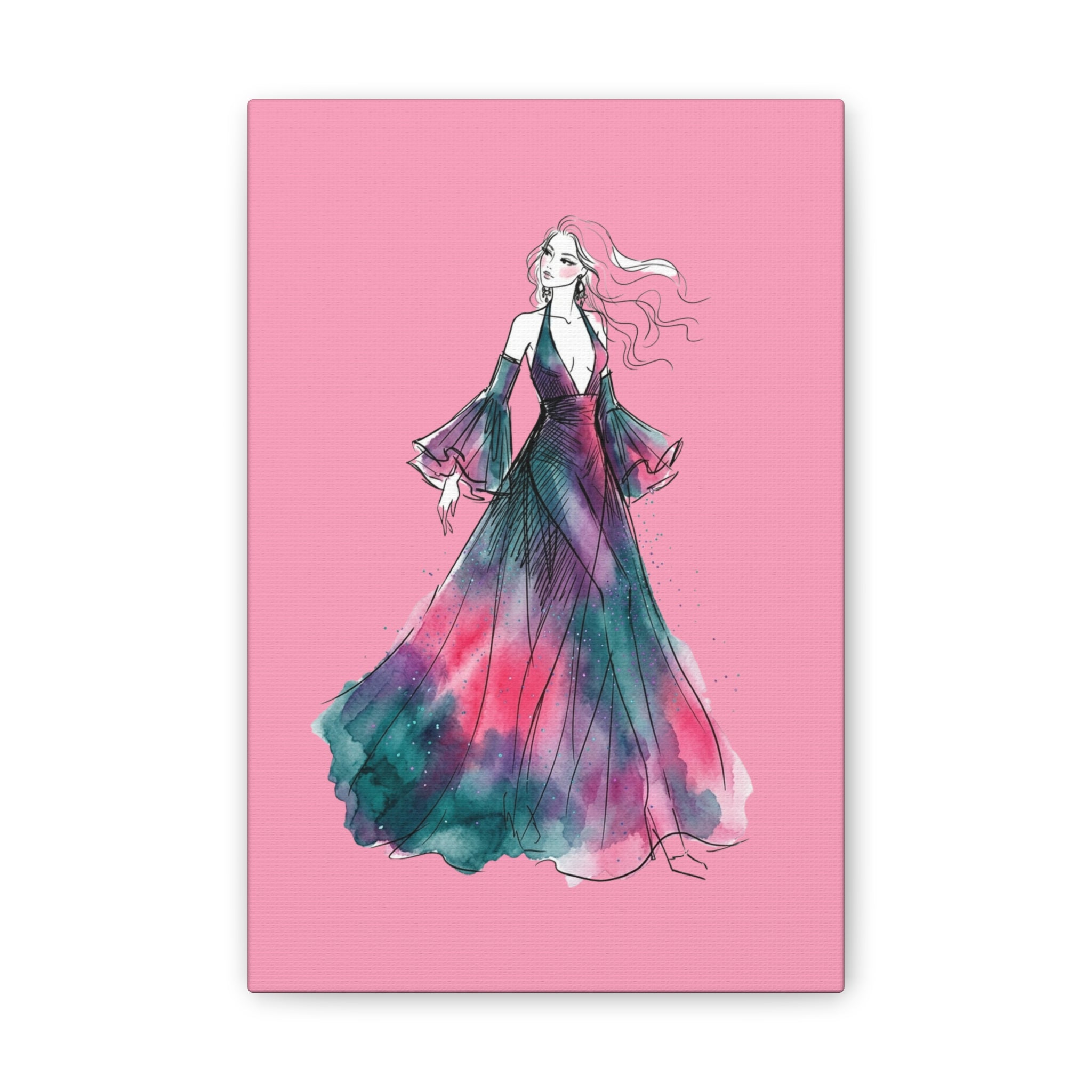 Watercolor Evening Gown Canvas Art — Fashion Illustration Wall Decor - Creations by Chris and Carlos