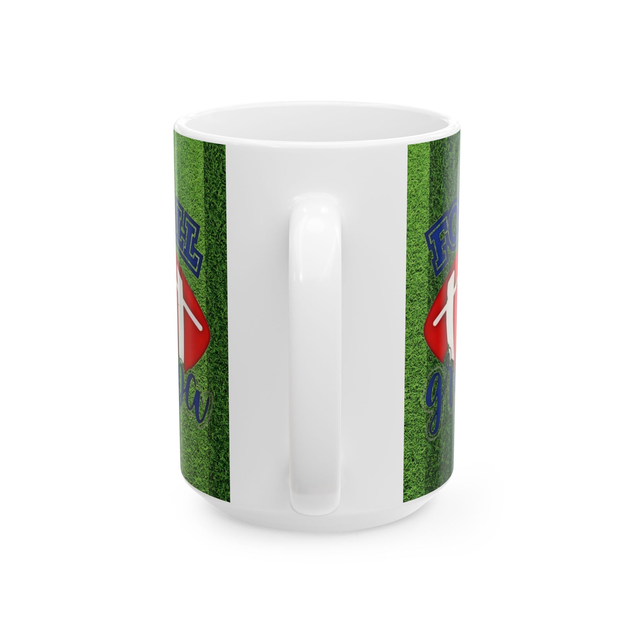 Football Papa Grandpa Ceramic Mug — 11oz/15oz Grassy Field Coffee Cup - Creations by Chris and Carlos