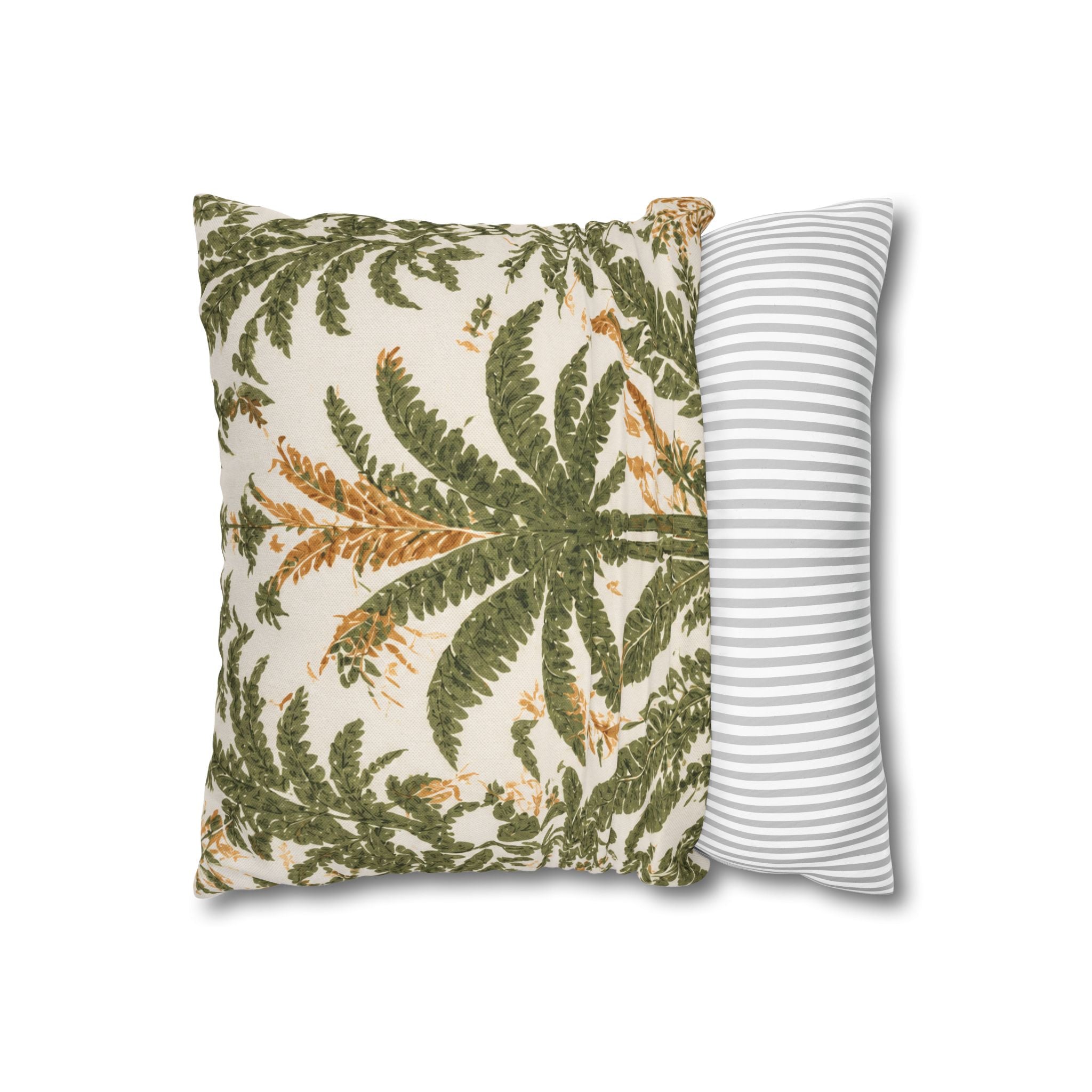 Palm Tree Decorative Pillowcase — Tropical Green Botanical Square Pillow - Creations by Chris and Carlos