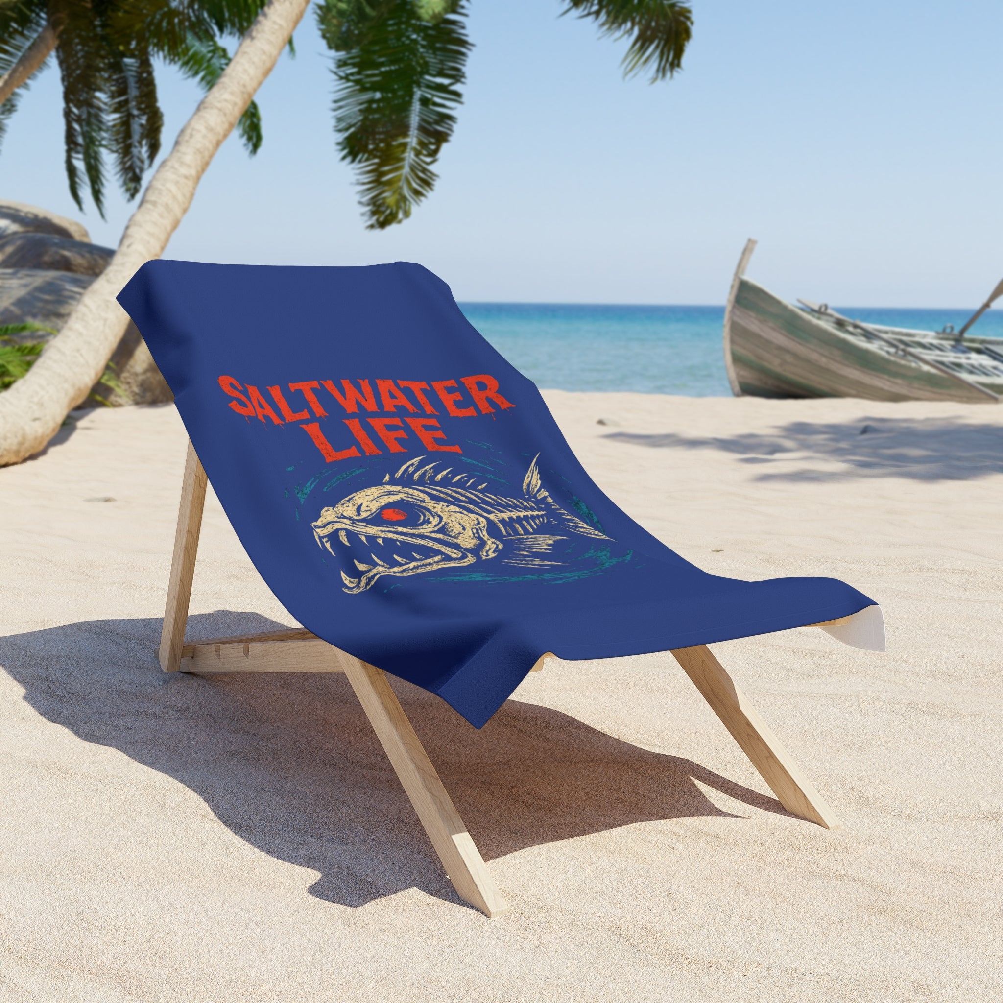 Saltwater Life Beach Towel — Vintage Fish Skeleton Surf & Fishing Towel - Creations by Chris and Carlos