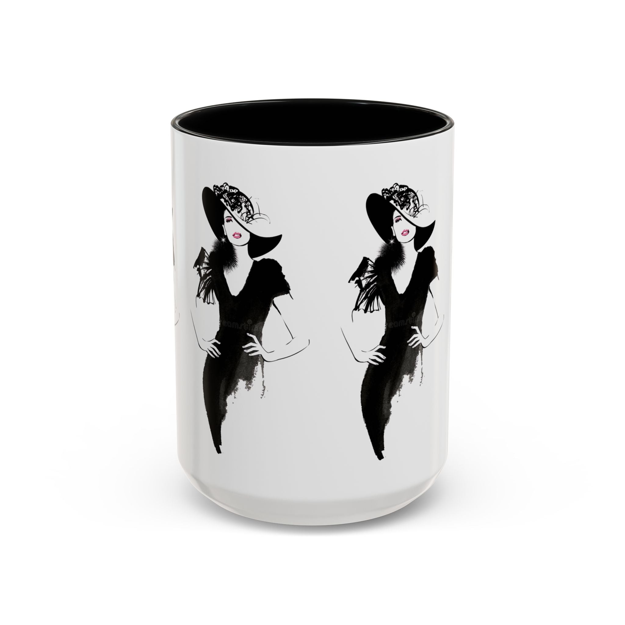 Elegant Lady Fashion Coffee Mug – Vintage Chic Black & White Accent - Creations by Chris and Carlos