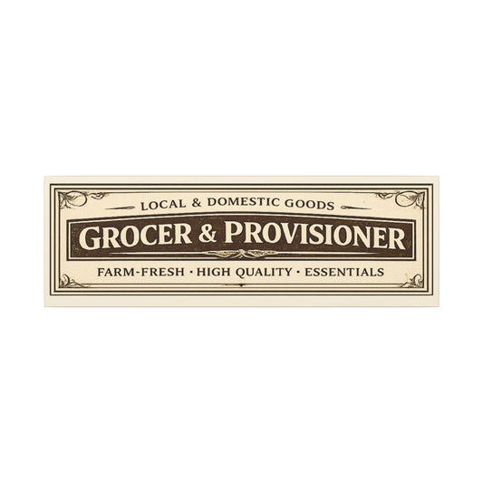 Grocer & Provisioner Vintage Canvas Sign - Rustic Farmhouse Kitchen Wall Art - Creations by Chris and Carlos