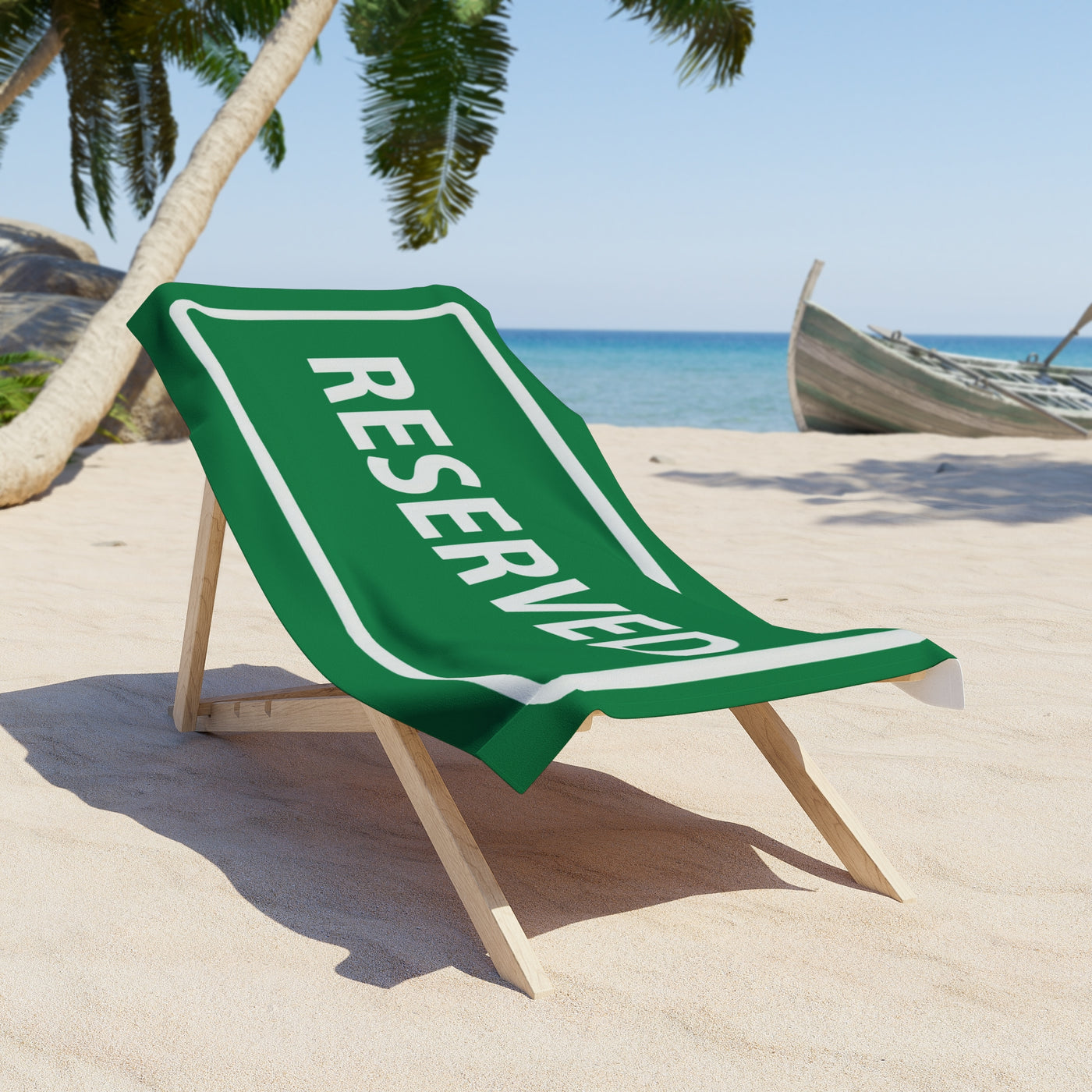Reserved Beach Towel Green - Perfect for Summer, Pool Parties, Beach Days - Creations by Chris and Carlos