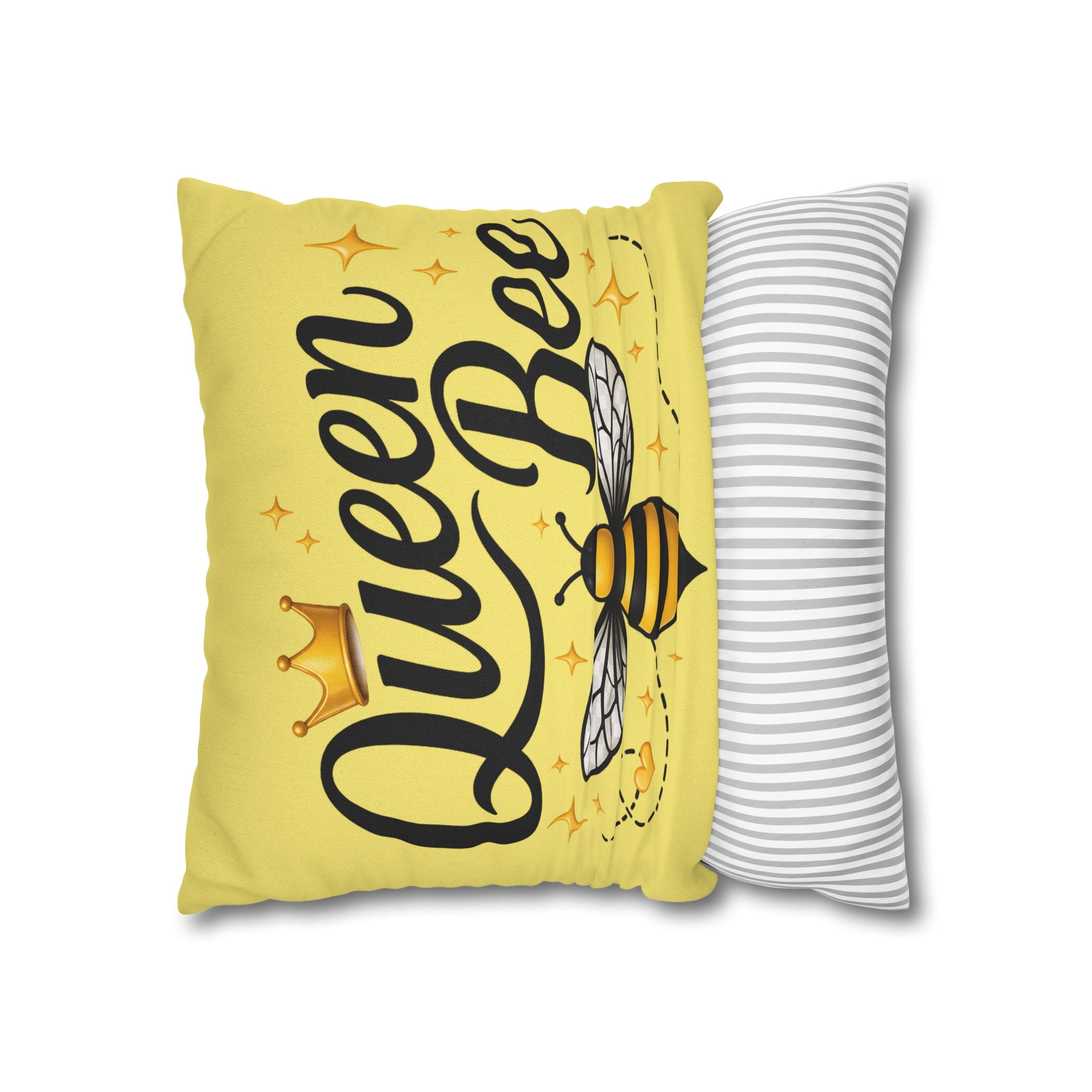 Honey Bee Decorative Pillowcase – Yellow Floral Bee Accent Cushion Cover - Creations by Chris and Carlos