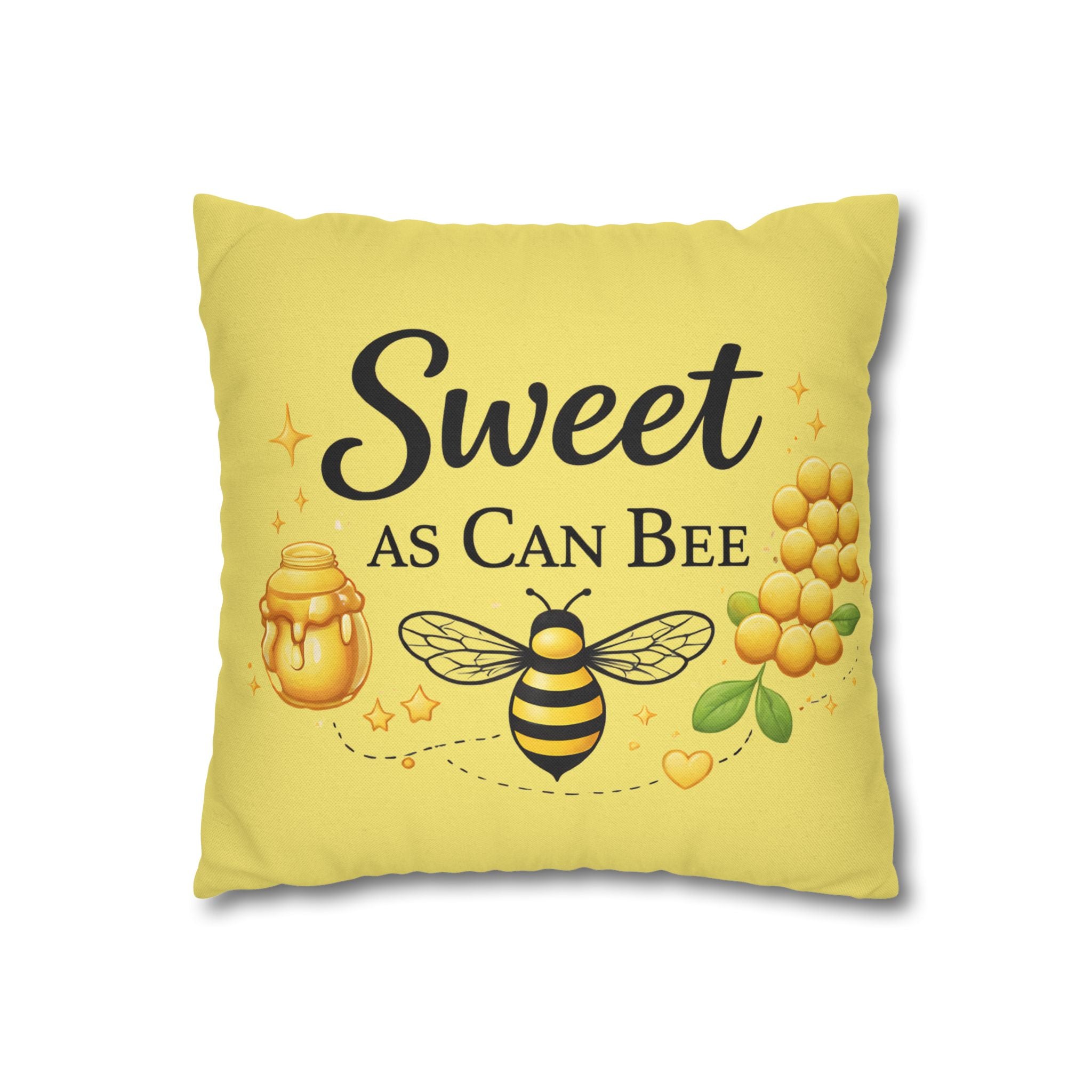 Honey Bee Decorative Pillowcase – Yellow Floral Bee Accent Cushion Cover - Creations by Chris and Carlos