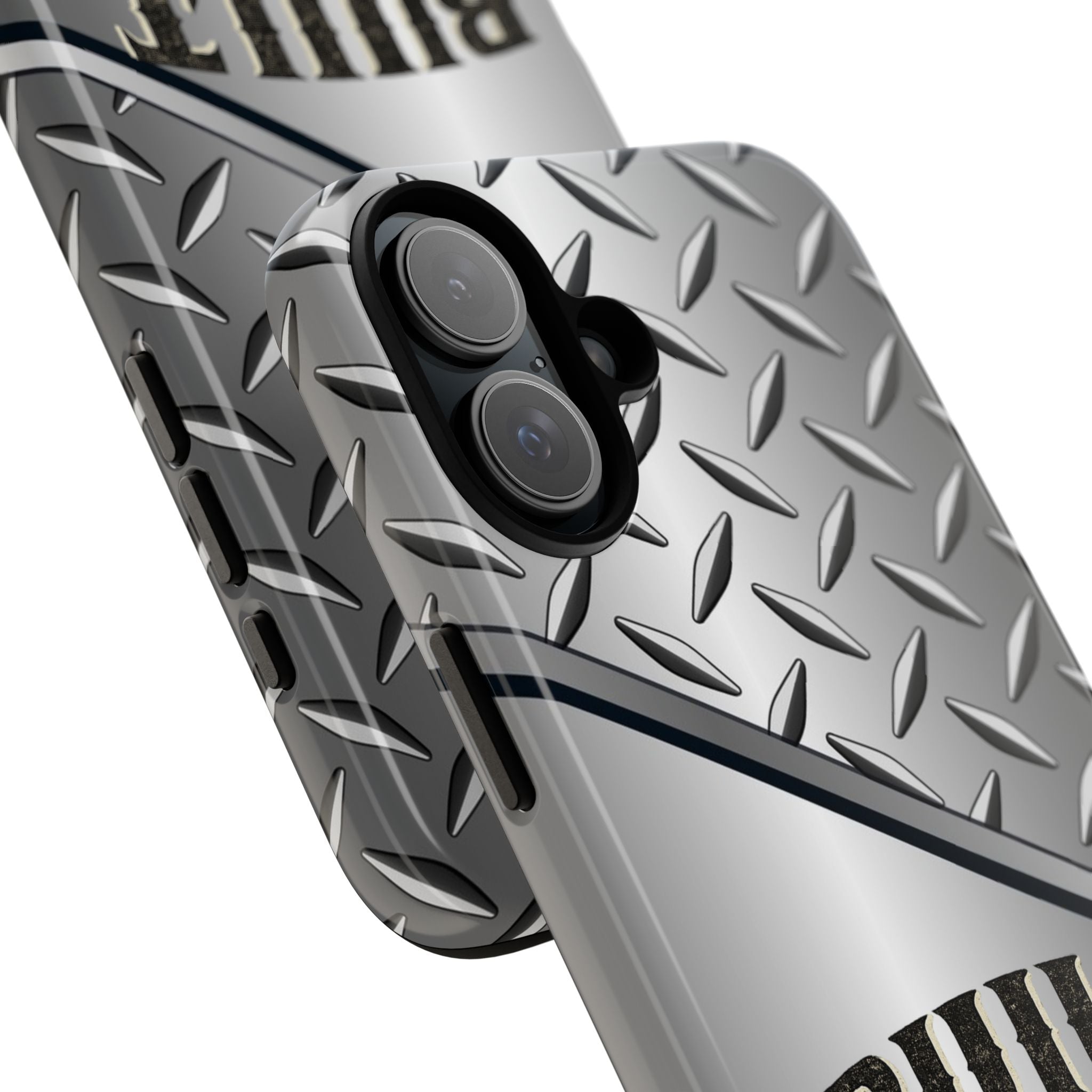 Built Not Bought Metal Diamond-Plate Phone Case — Rugged Tool Lover Gift - Creations by Chris and Carlos