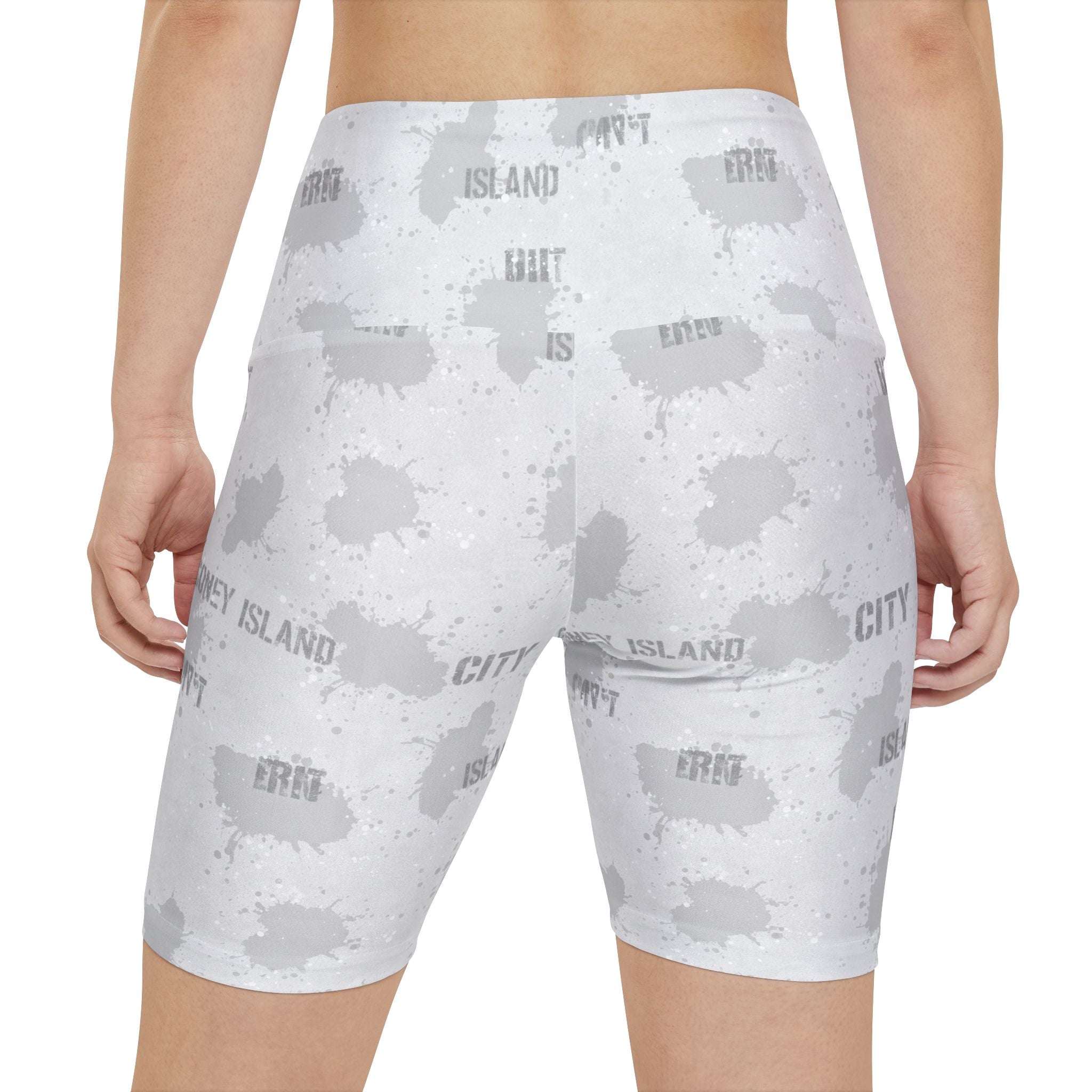 Coney Island City Gray Splatter Women's Workout Shorts - Creations by Chris and Carlos