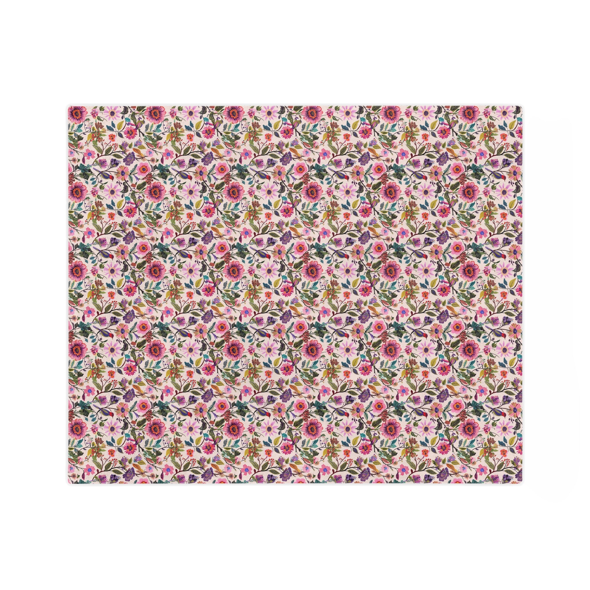 Floral Velveteen Microfiber Blanket — Pink Garden Rose Pattern, Soft Cozy Throw for Bedroom & Gifts - Creations by Chris and Carlos