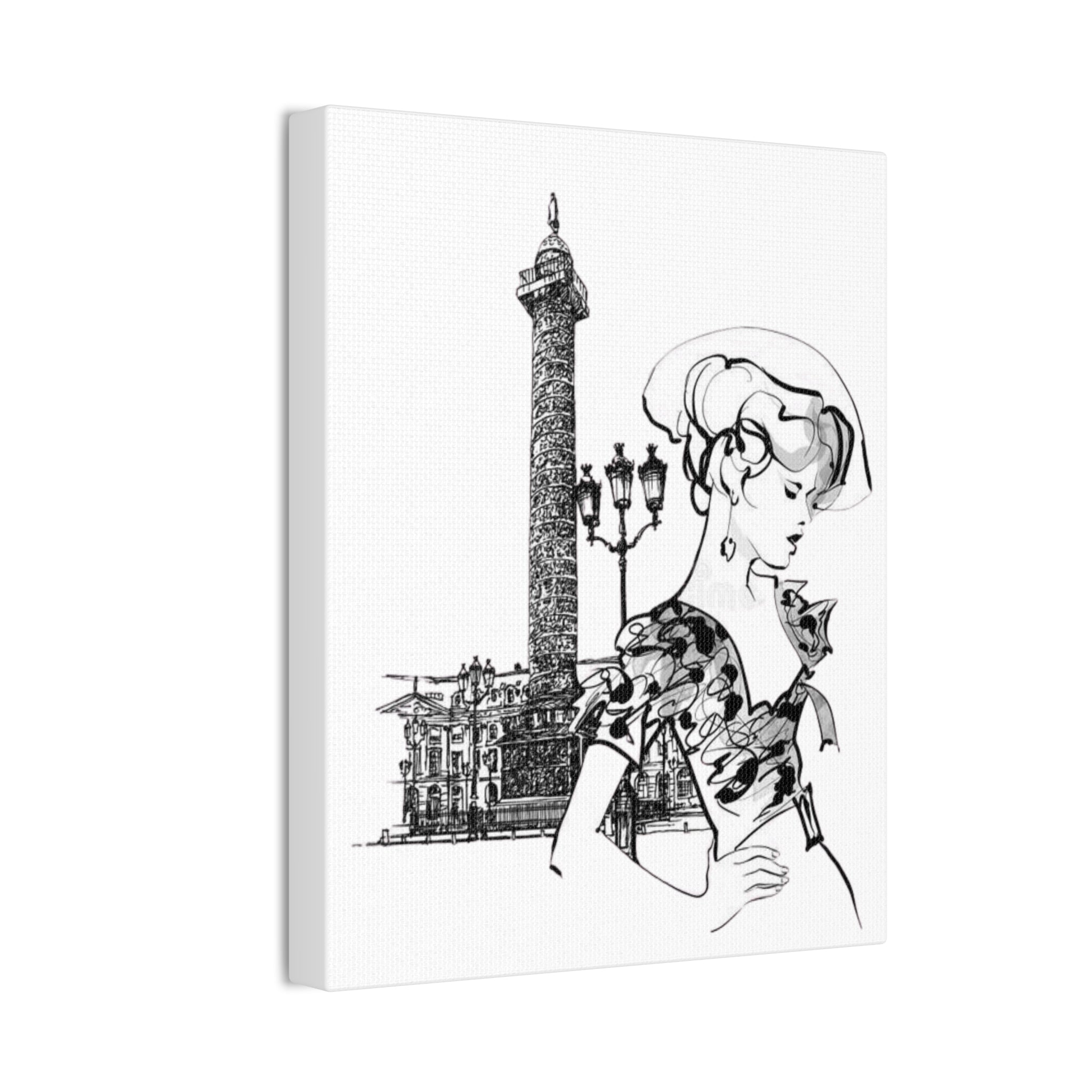 Parisian Fashion Sketch Canvas Stretched Art Print - Creations by Chris and Carlos